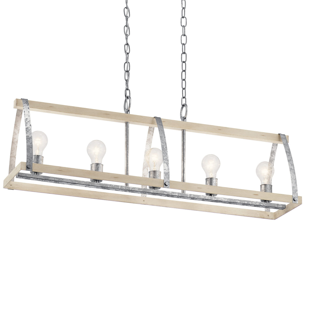 Kichler Gartin 5-Light Galvanized Steel Industrial Linear Large Hanging Kitchen Island Light