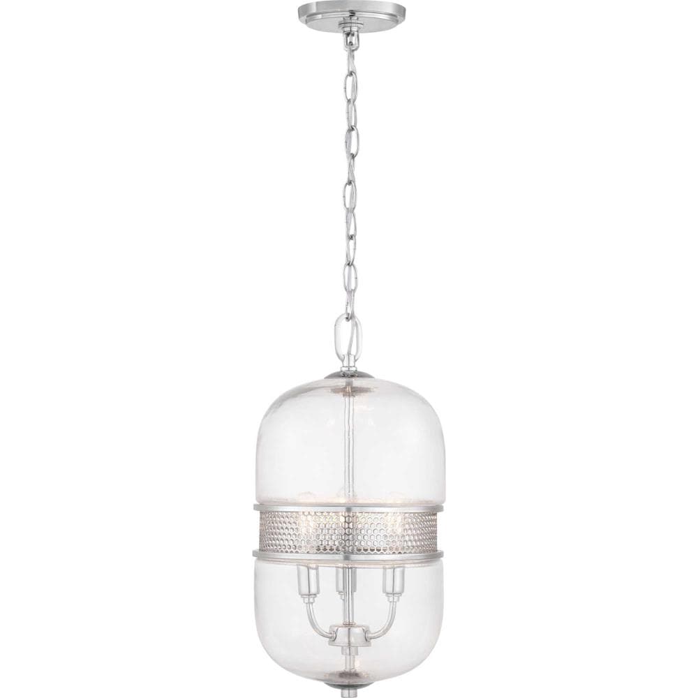 Progress Lighting Cayce 3-Light Polished Chrome Mid-century Clear Glass Urn Mini Hanging Pendant Light