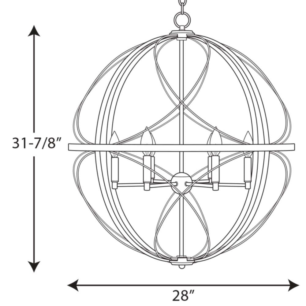 Progress Lighting Brandywine 6-Light Silver Ridge Transitional Globe Large Hanging Pendant Light