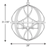Progress Lighting Brandywine 6-Light Silver Ridge Transitional Globe Large Hanging Pendant Light