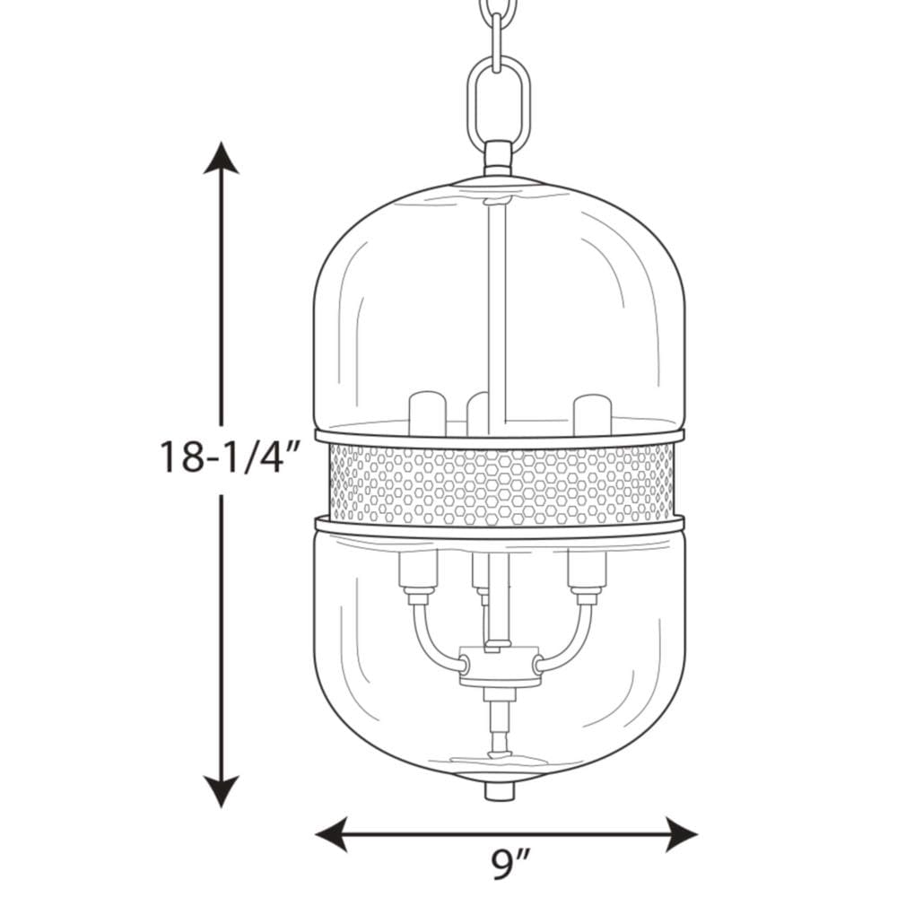 Progress Lighting Cayce 3-Light Polished Chrome Mid-century Clear Glass Urn Mini Hanging Pendant Light