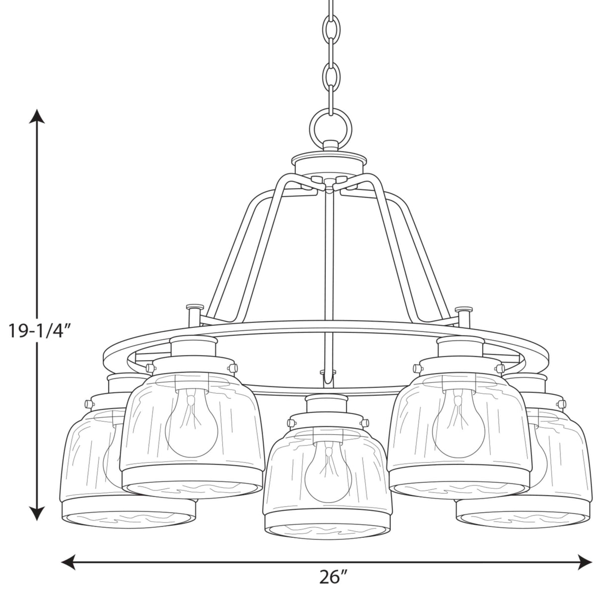 Progress Lighting Judson 5-Light Polished Nickel Farmhouse Chandelier
