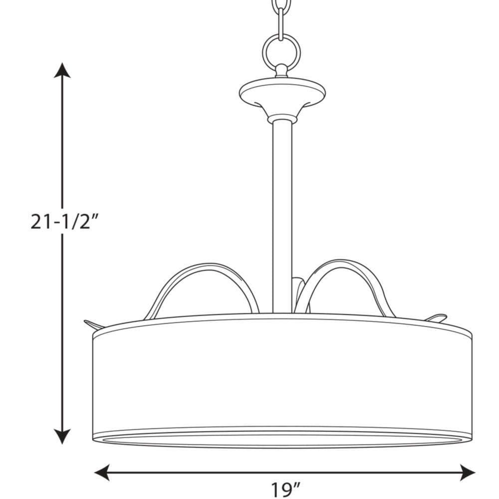 Progress Lighting Inspire 3-Light Brushed Nickel Transitional Tinted Glass Drum Medium Hanging Pendant Light