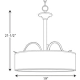 Progress Lighting Inspire 3-Light Brushed Nickel Transitional Tinted Glass Drum Medium Hanging Pendant Light