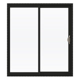 JELD-WEN FiniShield V-2500 72-in x 80-in, 4-9/16-in Jamb Bronze Vinyl Right-Hand Sliding Double Patio Door with Low-E Argon Glass and Screen