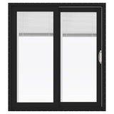 JELD-WEN FiniShield V-4500 72-in x 80-in 4-9/16-in Low-E Blinds-Between-the-Glass Bronze Vinyl Right-Hand Sliding Double Patio Door with Screen