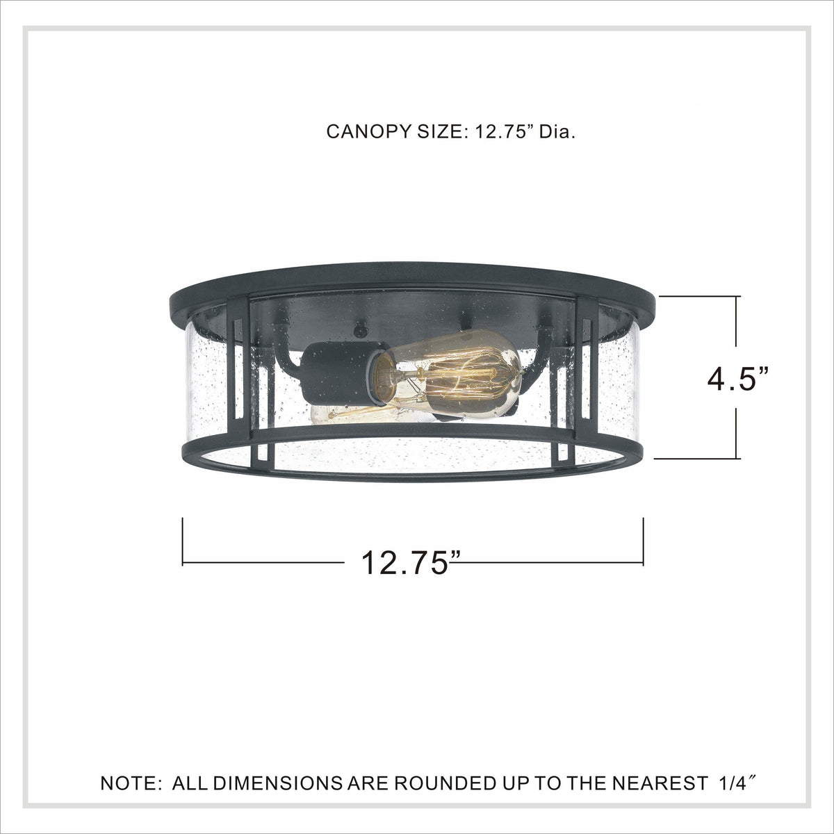Quoizel Harbor 12.91-in Matte Black Transitional Incandescent Flush Mount Light