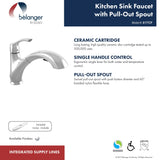 Keeney Polished Chrome 1-Handle Deck-Mount Pull-Down Kitchen Faucet with Deck Plate