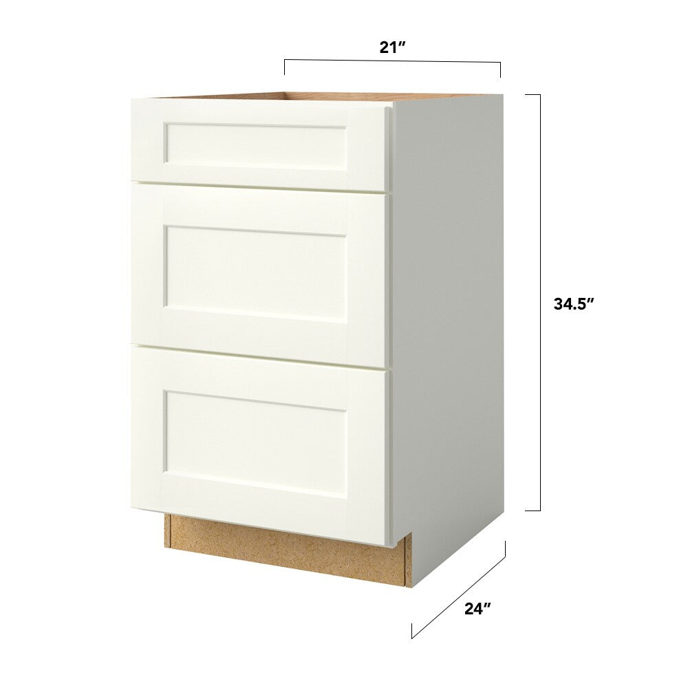 allen + roth Aveley 21-in W x 34.5-in H x 24-in D Linen 3-Drawer Base Fully Assembled Cabinet (Flat Panel Style)