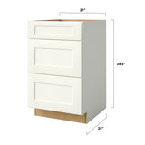 allen + roth Aveley 21-in W x 34.5-in H x 24-in D Linen 3-Drawer Base Fully Assembled Cabinet (Flat Panel Style)