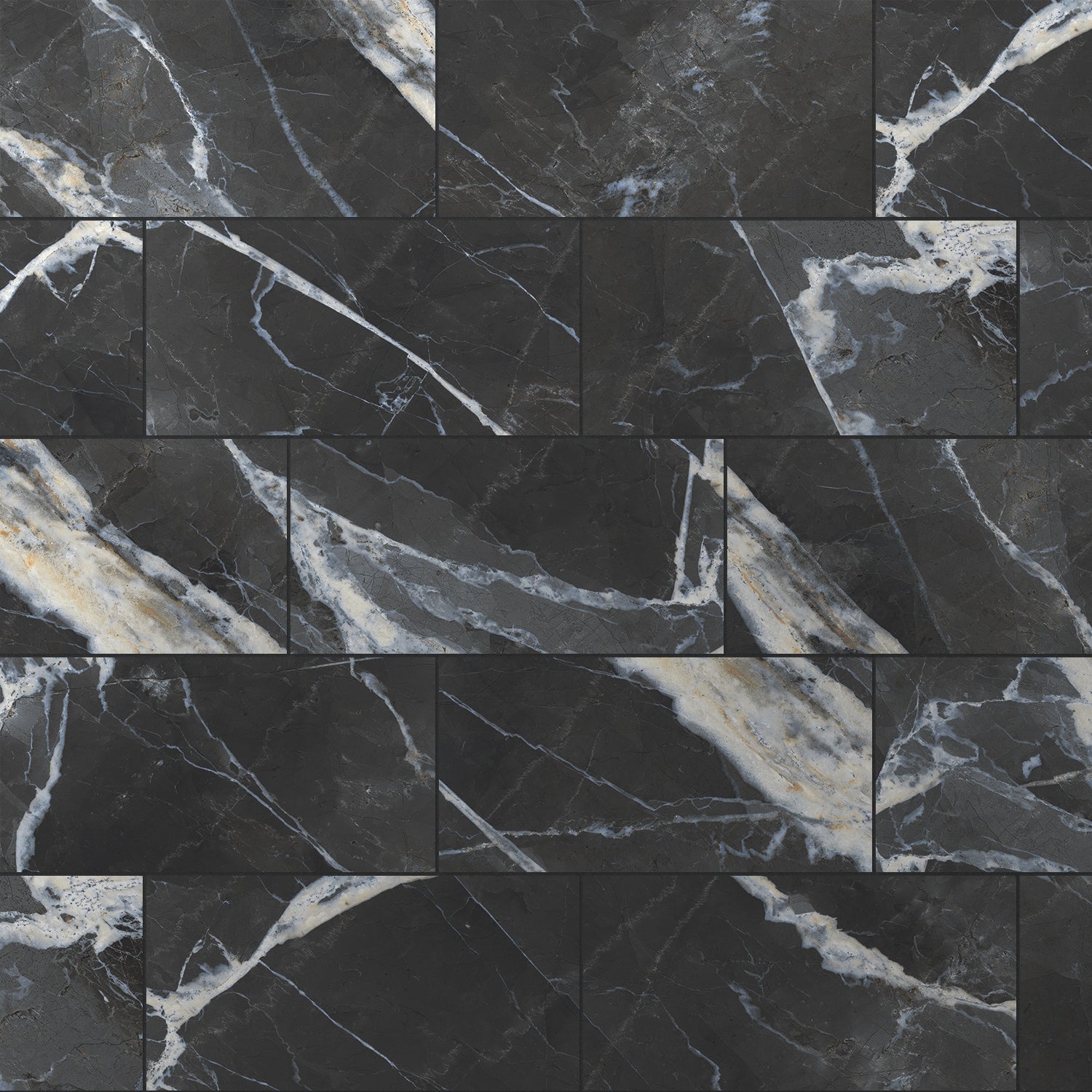 allen + roth Calacatta Black 12-in x 24-in Matte Porcelain Marble look Floor and Wall Tile product image