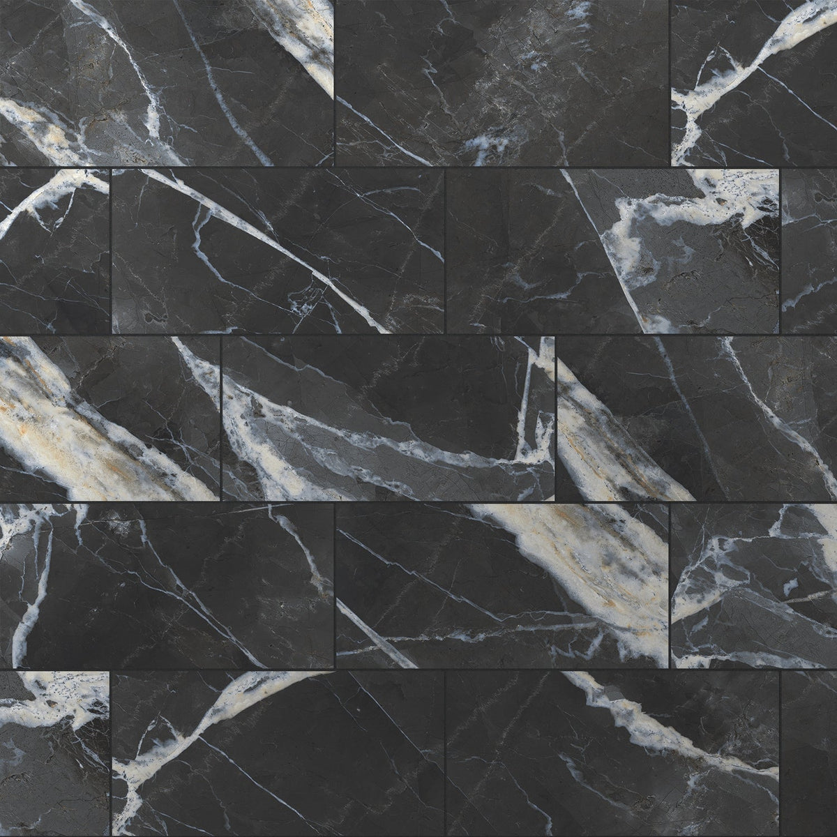 Calacatta Black 12-in x 24-in Matte Porcelain Marble Look Floor and Wall Tile (15.36-sq. ft/ Carton)
