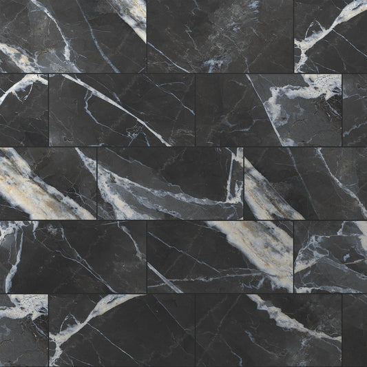 Calacatta Black 12-in x 24-in Matte Porcelain Marble Look Floor and Wall Tile (15.36-sq. ft/ Carton)
