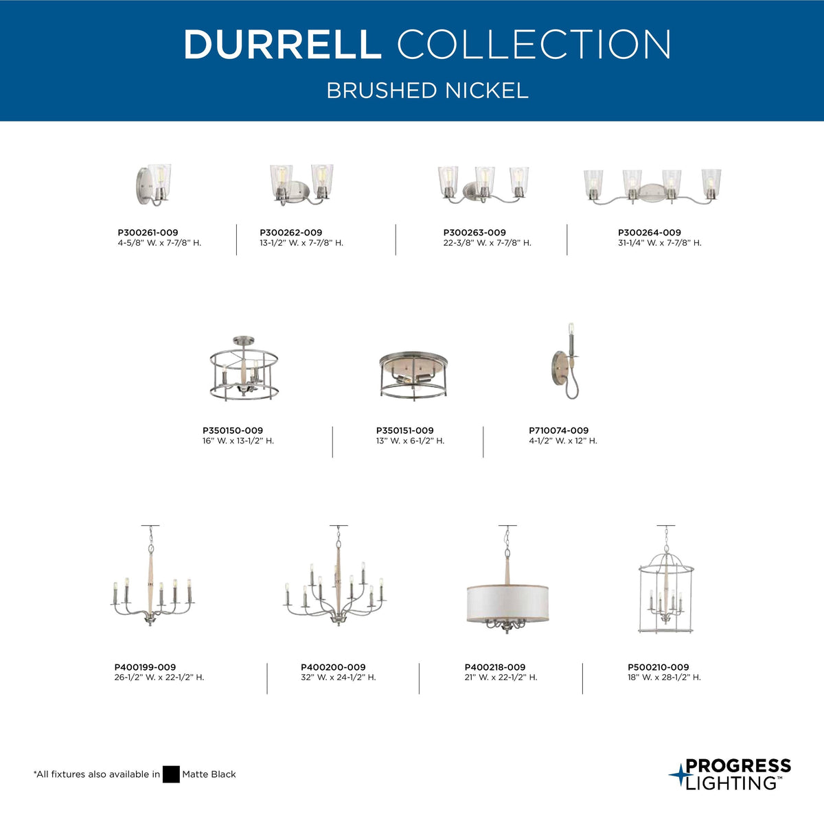 Progress Lighting Durrell 4-Light Brushed Nickel Coastal Chandelier