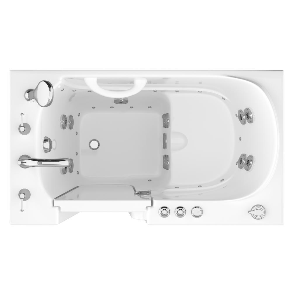 HD Series 46 in. Left Drain Quick Fill Walk-In Whirlpool and Air Bath Tub with Powered Fast Drain in White - Super Arbor