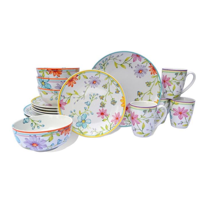Charlotte 16-Piece Floral Multicolor Stoneware Dinnerware Set (Service for 4)