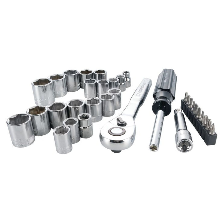 CRAFTSMAN 33-Piece Standard (SAE) and Metric Combination Polished Chrome Mechanics Tool Set