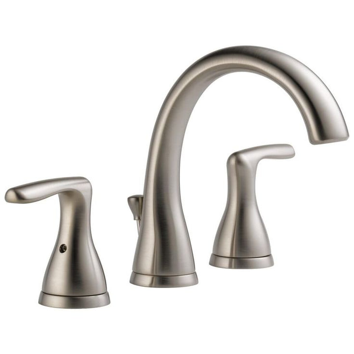 Delta Dulcet Brushed Nickel 2-handle Widespread WaterSense Bathroom Sink Faucet with Drain
