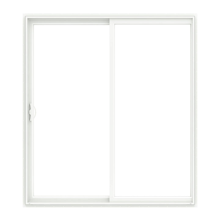 Pella 150 Series West 60-in x 80-in 4-9/16-in Low-E Argon White Vinyl Sliding Universal Double Patio Door
