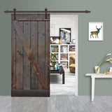 Z Series 42 in. x 84 in. Dark Coffee Stained Solid Knotty Pine Wood Interior Sliding Barn Door with Hardware Kit - Super Arbor