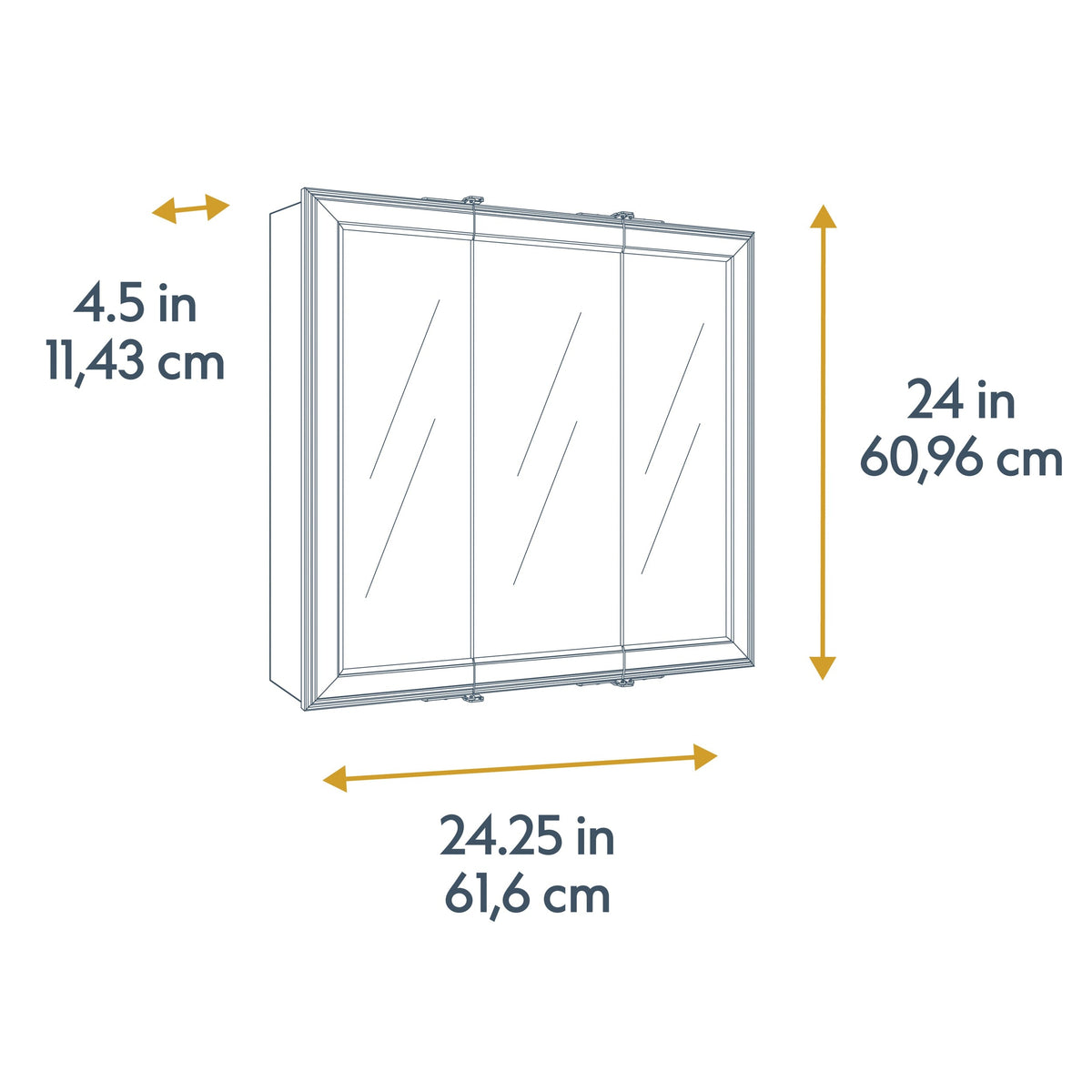 Project Source 24.25-in x 24-in Surface Mount White Mirrored Medicine Cabinet