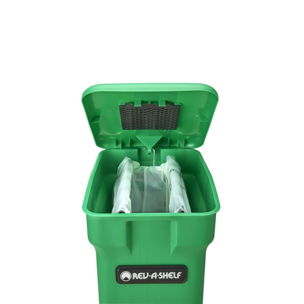 Rev-A-Shelf 24-Quart Plastic Soft-Close Pull-Out Trash/Compost Can, Wood Dovetail Frame, 12-in W
