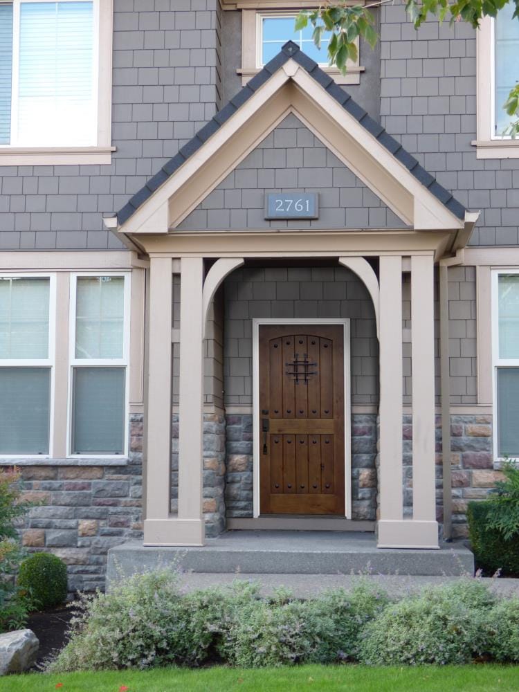 Creative Entryways 36x80 Wood Prehung Front Door with Solid Hardwood Core - Walnut Alder Stained, Left-Hand Inswing