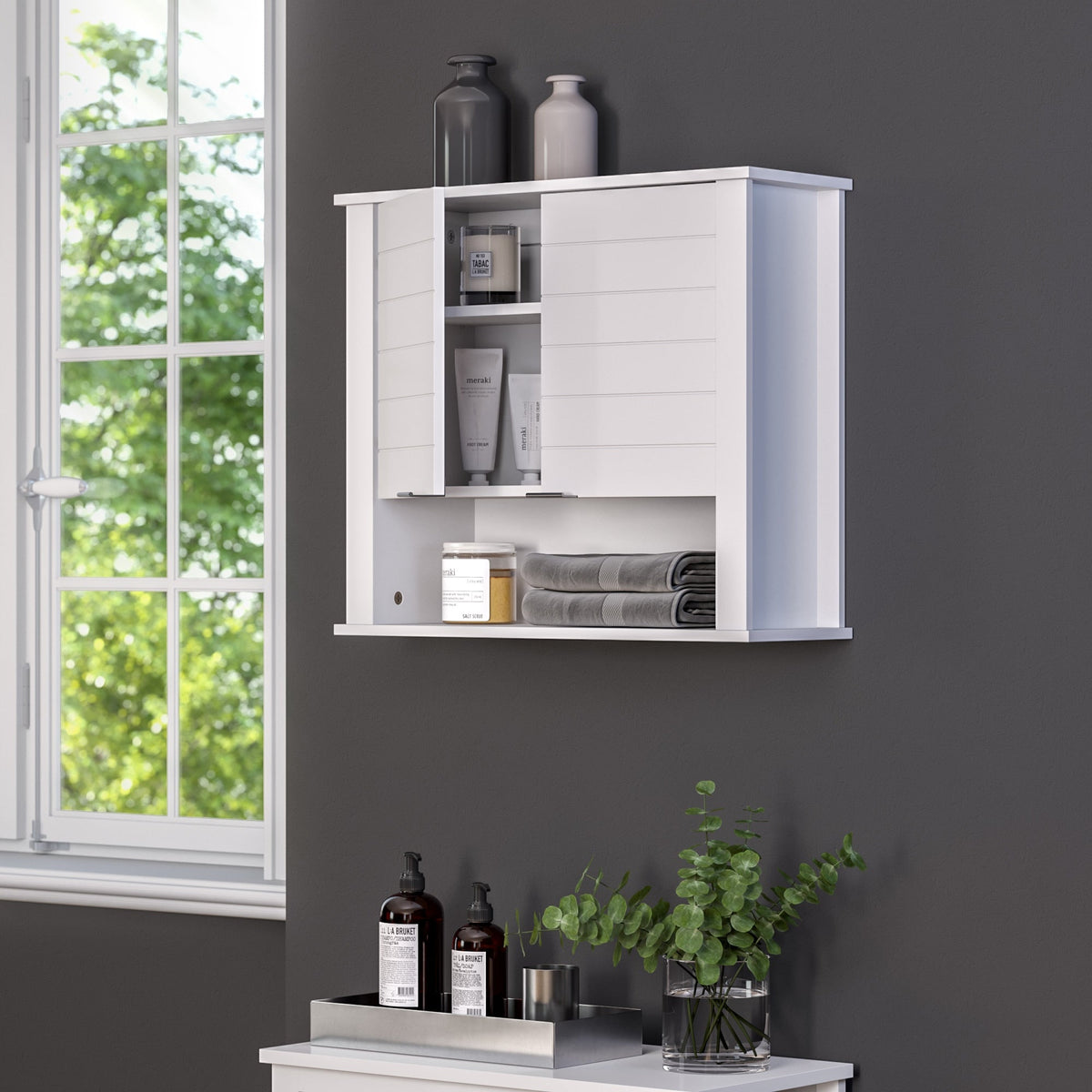 RiverRidge Madison 22.88-in x 19.88-in x 7.88-in White Bathroom Wall Cabinet