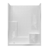 Ella Standard 60 in. x 33 in. x 77 in. 1-Piece Low Threshold Shower Stall in Biscuit with Left-Hand Seat and Right Drain