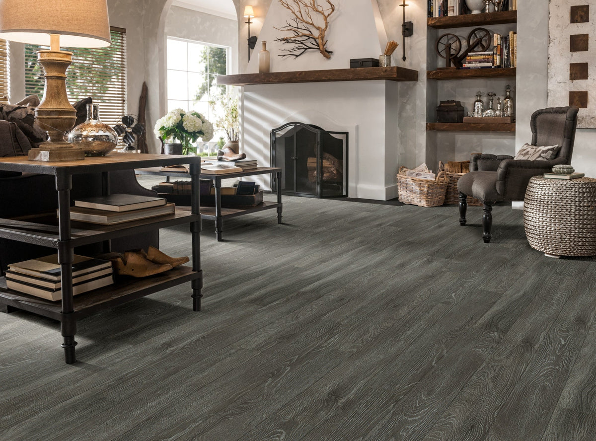 Shaw (Sample) Westwork Baron Brown Wood Look 12-mil Waterproof Glue Down Luxury Vinyl Plank
