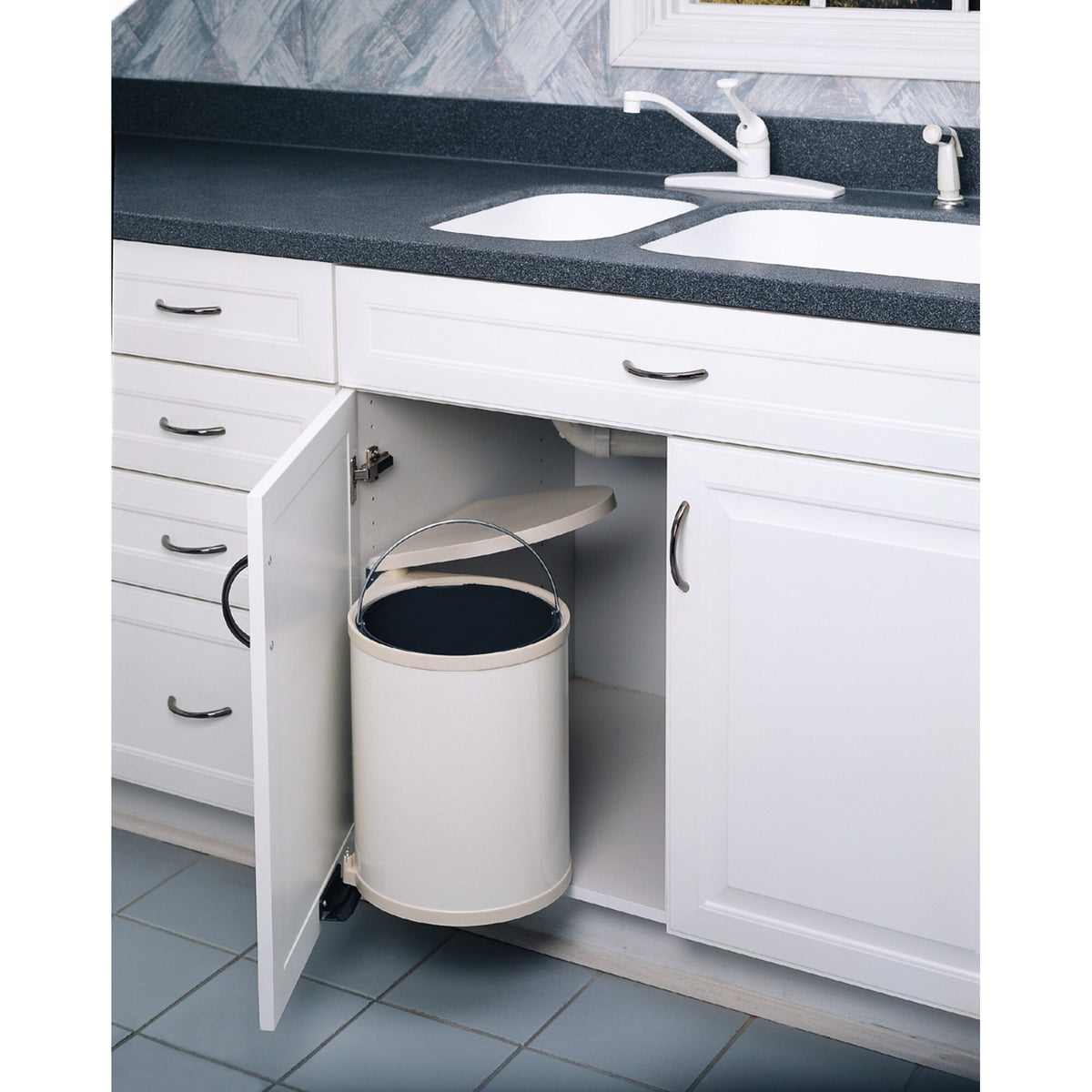 Rev-A-Shelf 15 Liter Pivot-Out Waste Container, White