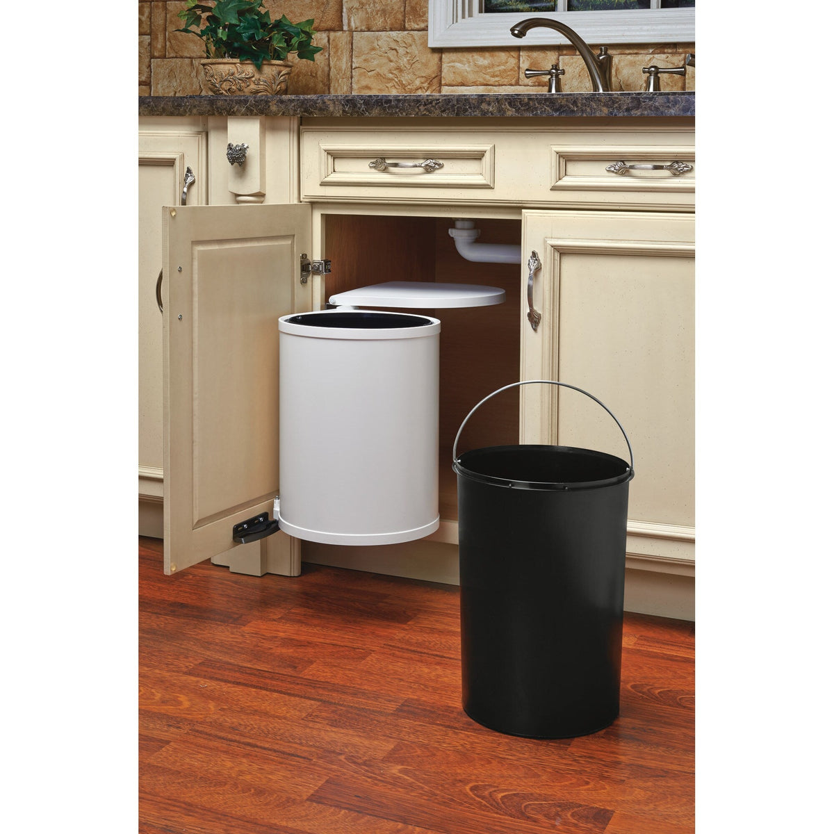 Rev-A-Shelf 15 Liter Pivot-Out Waste Container, White