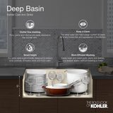 Whitehaven Farmhouse Undermount Apron Front Cast Iron 36 in. Double Bowl with Smart Divide Kitchen Sink in White - Super Arbor