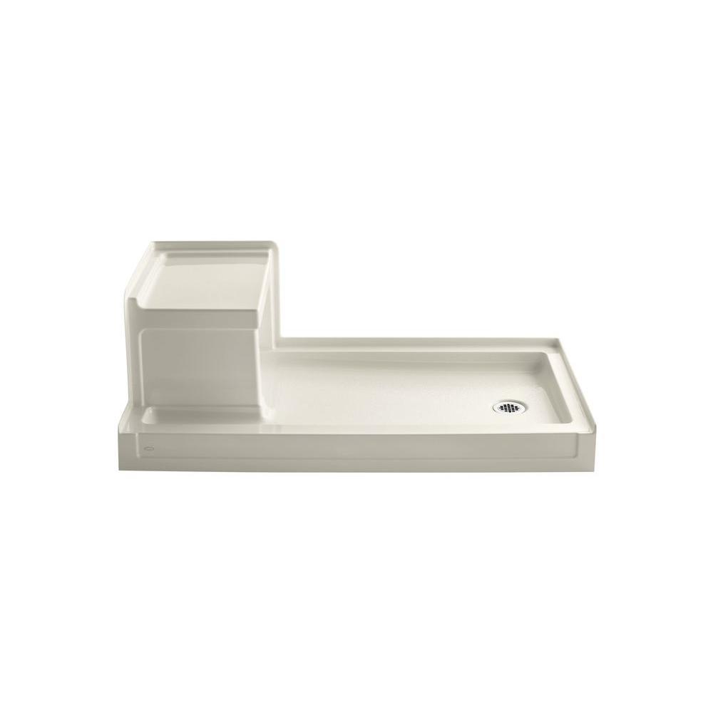 Tresham 60 in. x 32 in. Single Threshold Shower Base in Ice Grey - Super Arbor