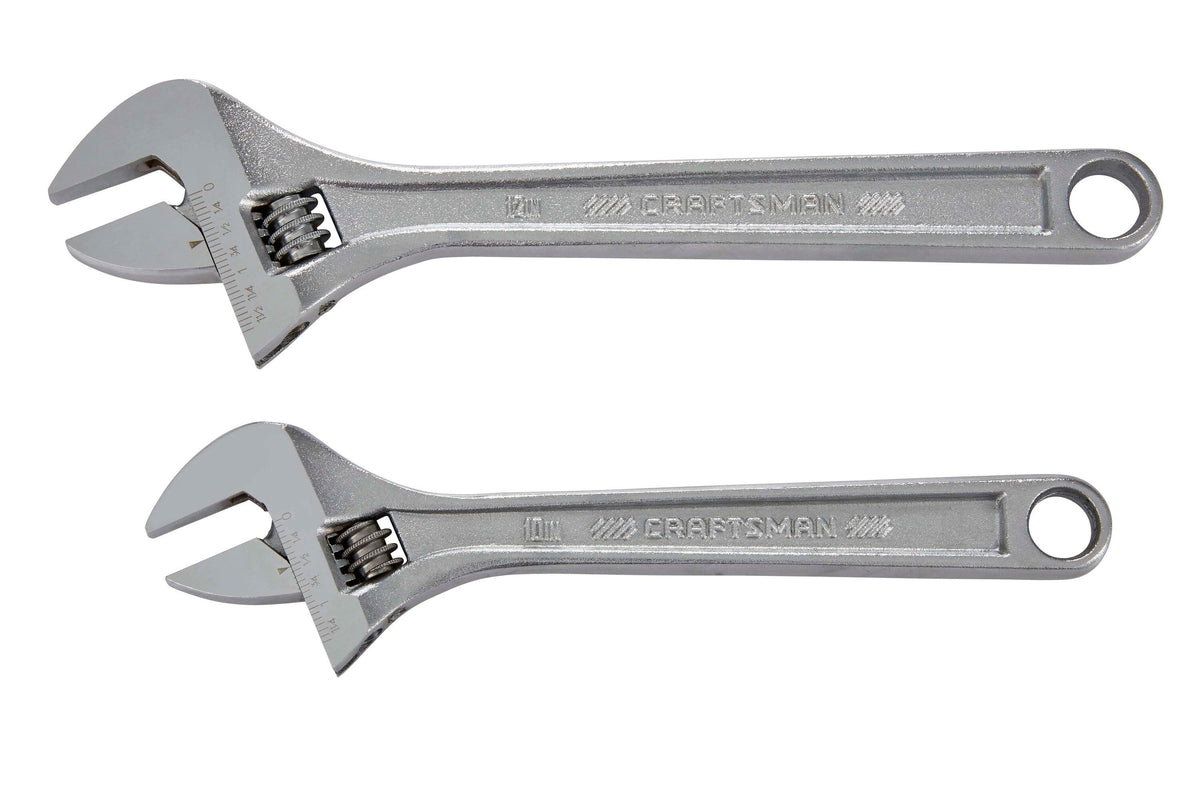 CRAFTSMAN 2-Piece 10-in & 12-in Steel Adjustable Wrench Set, Polished Chrome