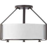 Progress Lighting Ratio 3-Light Antique Bronze Transitional Drum Medium Hanging Convertible Pendant/semi-flush