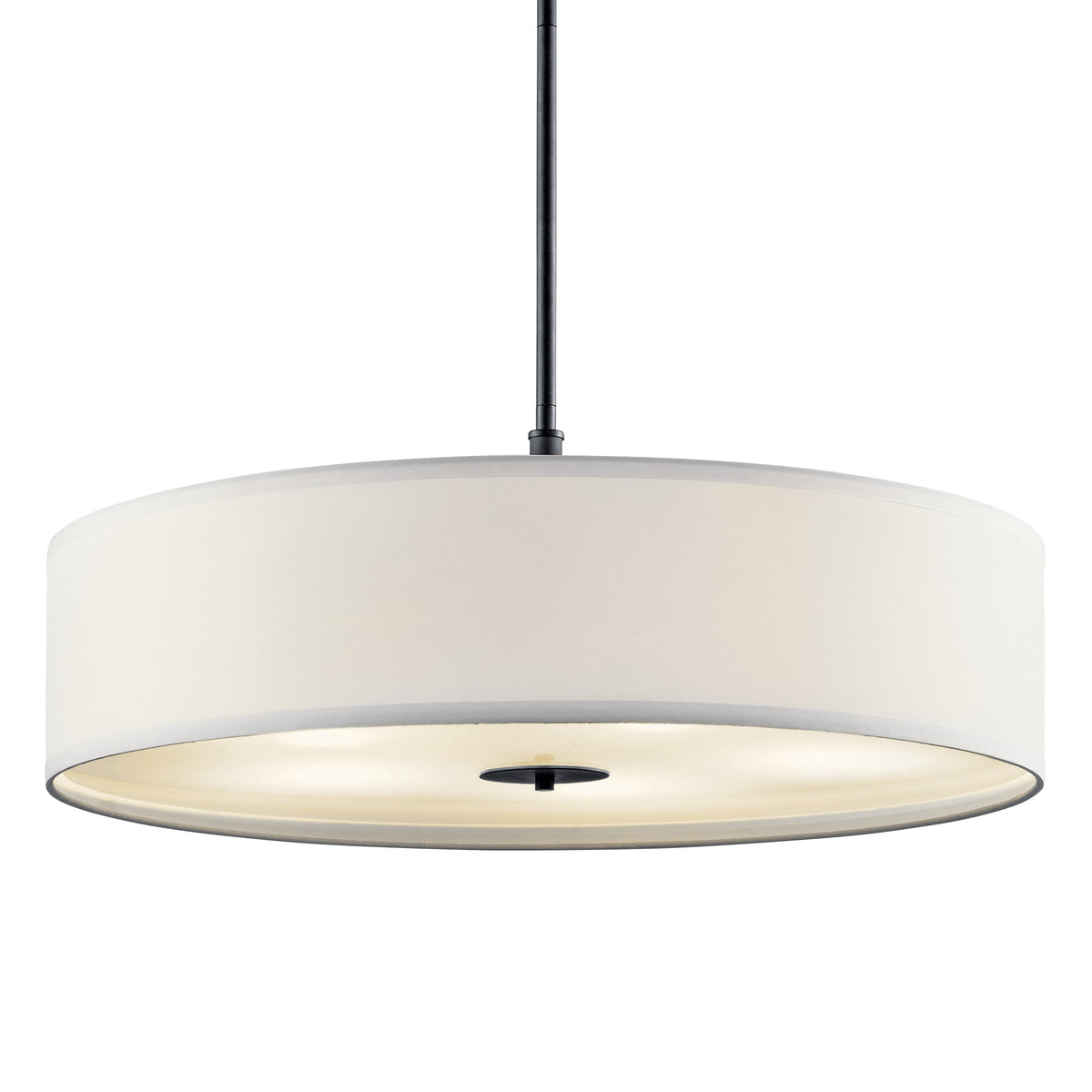 Kichler Drum 5-Light Black Transitional Etched Glass Drum Large Hanging Pendant Light