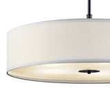 Kichler Drum 5-Light Black Transitional Etched Glass Drum Large Hanging Pendant Light