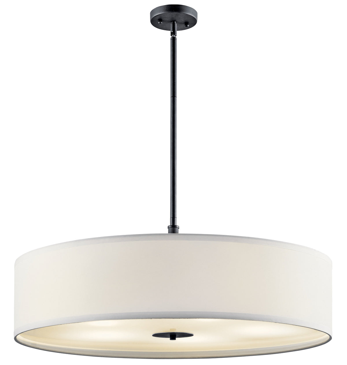 Kichler Drum 5-Light Black Transitional Etched Glass Drum Large Hanging Pendant Light