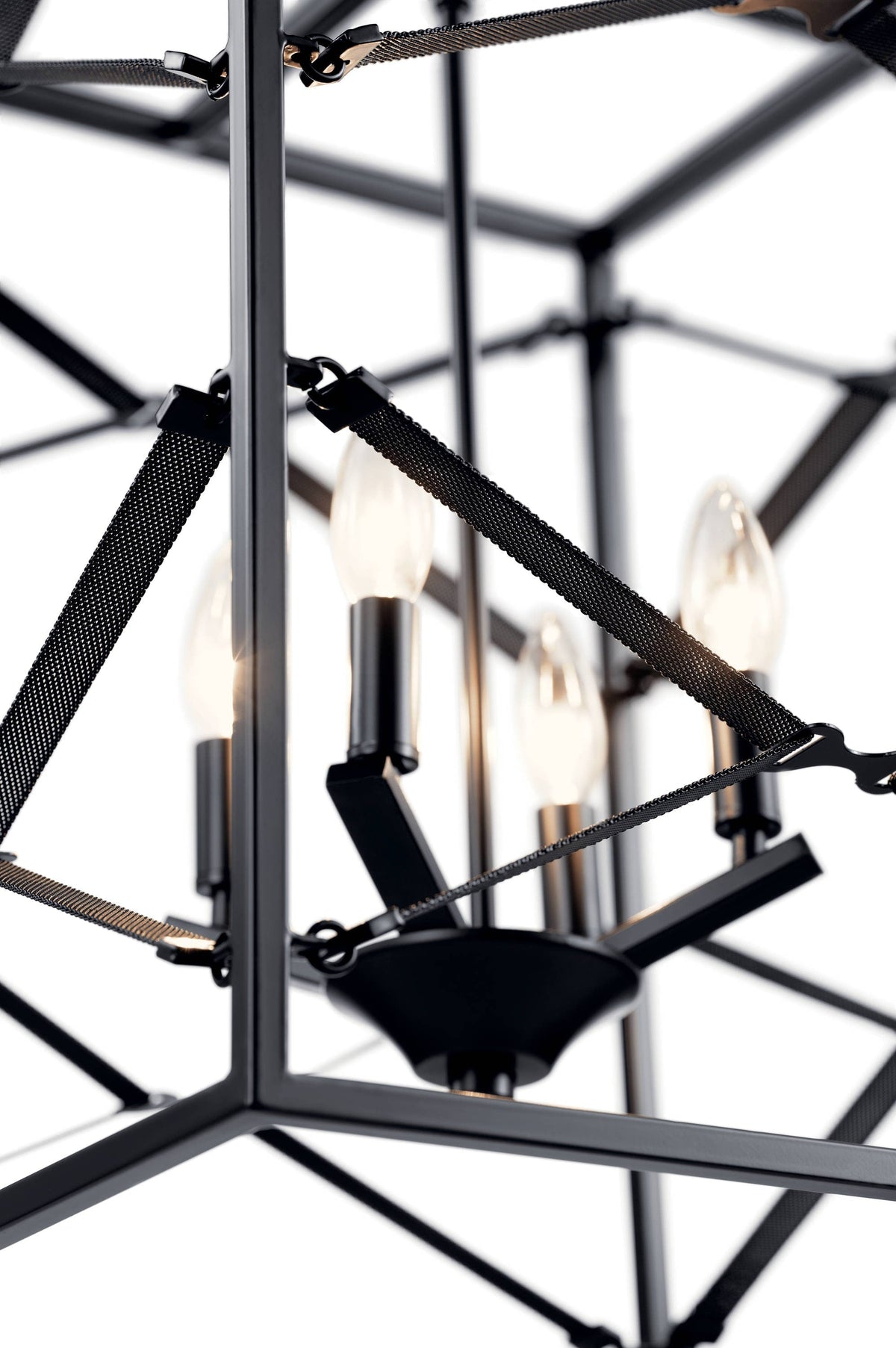 Kichler Sevan 4-Light Black Modern/Contemporary Lantern Medium Hanging Pendant Light