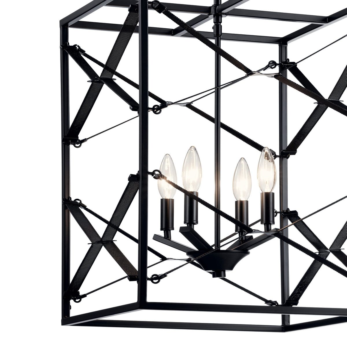 Kichler Sevan 4-Light Black Modern/Contemporary Lantern Medium Hanging Pendant Light