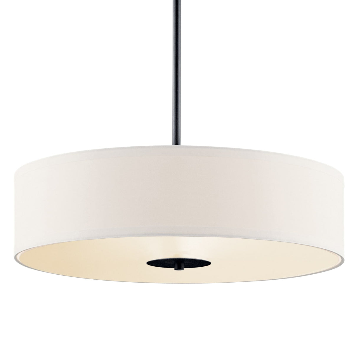 Kichler Drum 3-Light Black Transitional Etched Glass Drum Medium Hanging Pendant Light