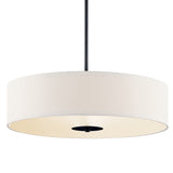 Kichler Drum 3-Light Black Transitional Etched Glass Drum Medium Hanging Pendant Light
