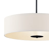 Kichler Drum 3-Light Black Transitional Etched Glass Drum Medium Hanging Pendant Light