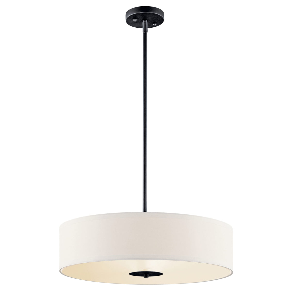 Kichler Drum 3-Light Black Transitional Etched Glass Drum Medium Hanging Pendant Light