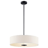 Kichler Drum 3-Light Black Transitional Etched Glass Drum Medium Hanging Pendant Light