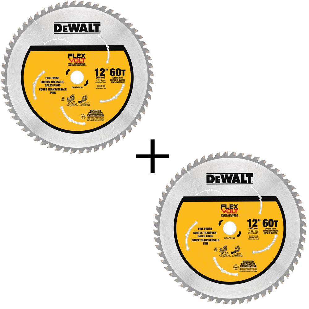 FLEXVOLT 12 in. 60-Teeth Carbide-Tipped Miter Saw Blade (2-Pack) - Super Arbor