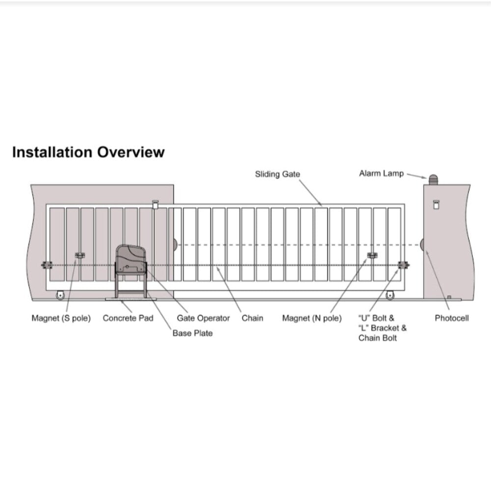 ALEKO 40-ft Slide Universal Battery Driveway Gate Opener Kit (Solar Compatible)