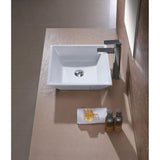 LUXIER Flat Square Bathroom Ceramic Vessel Sink Art Basin in White