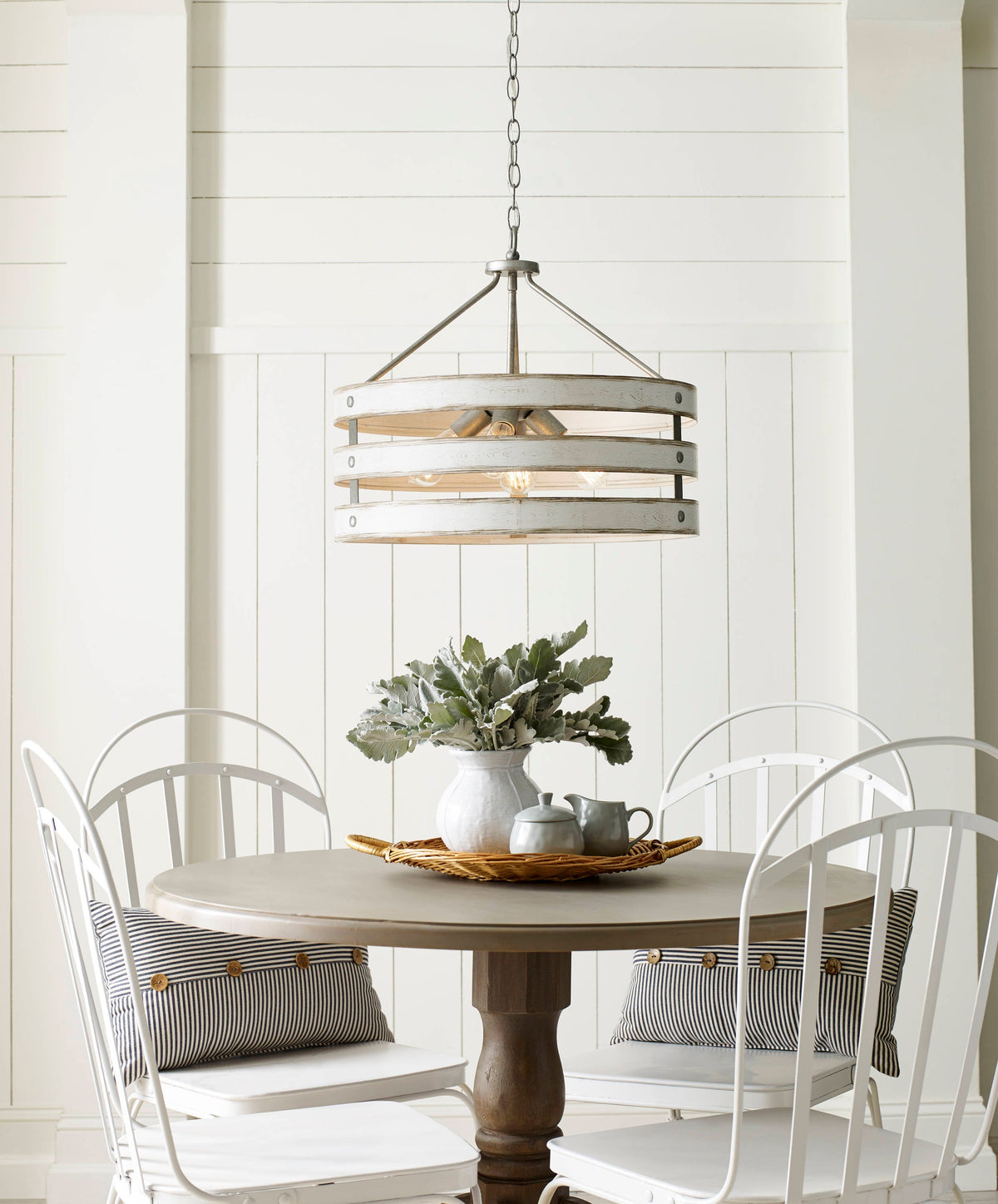 Progress Lighting Gulliver 4-Light Galvanized Farmhouse Drum Medium Hanging Pendant Light